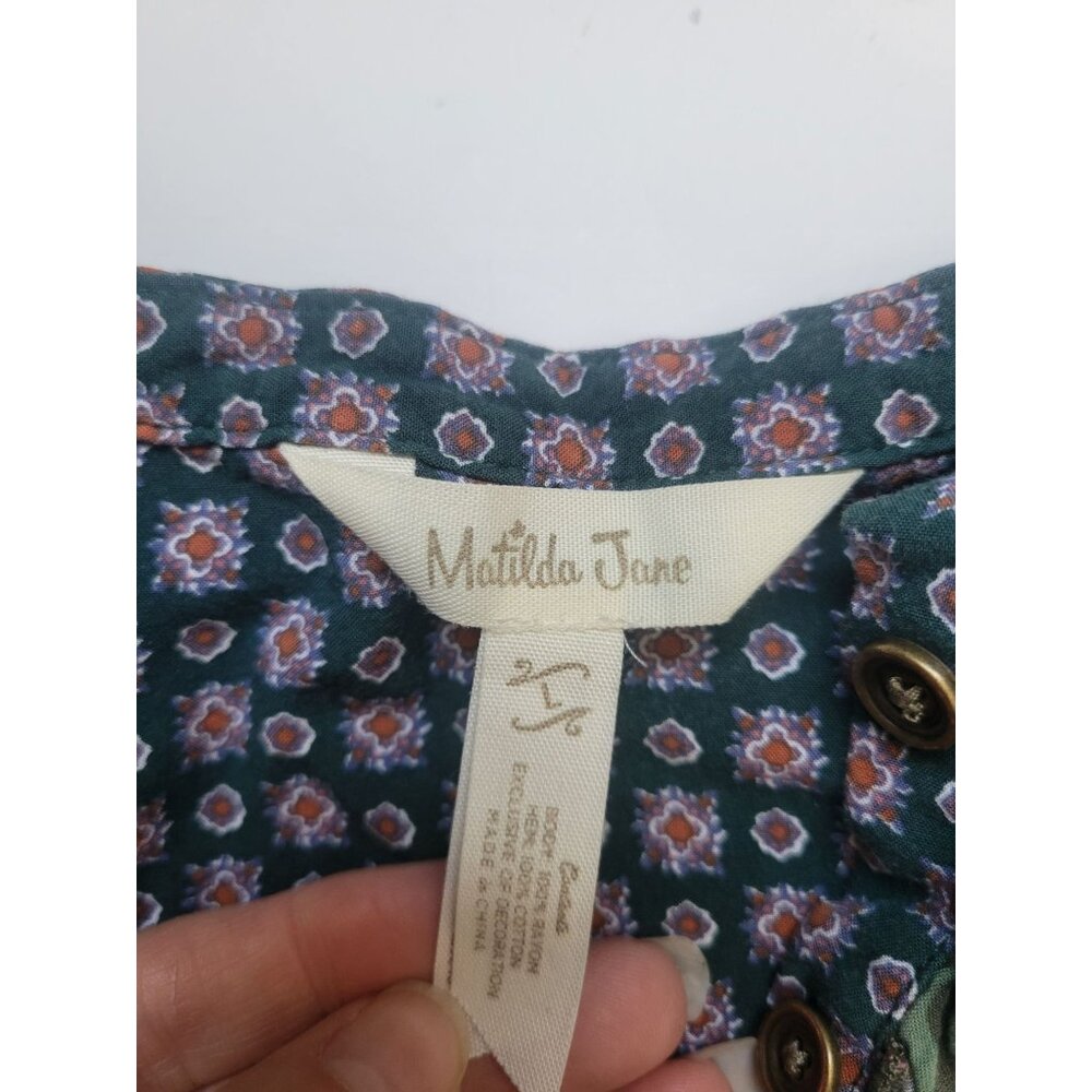 Matilda Jane Breaking New Ground dress with a green floral print and lace trim L - Picture 9 of 12